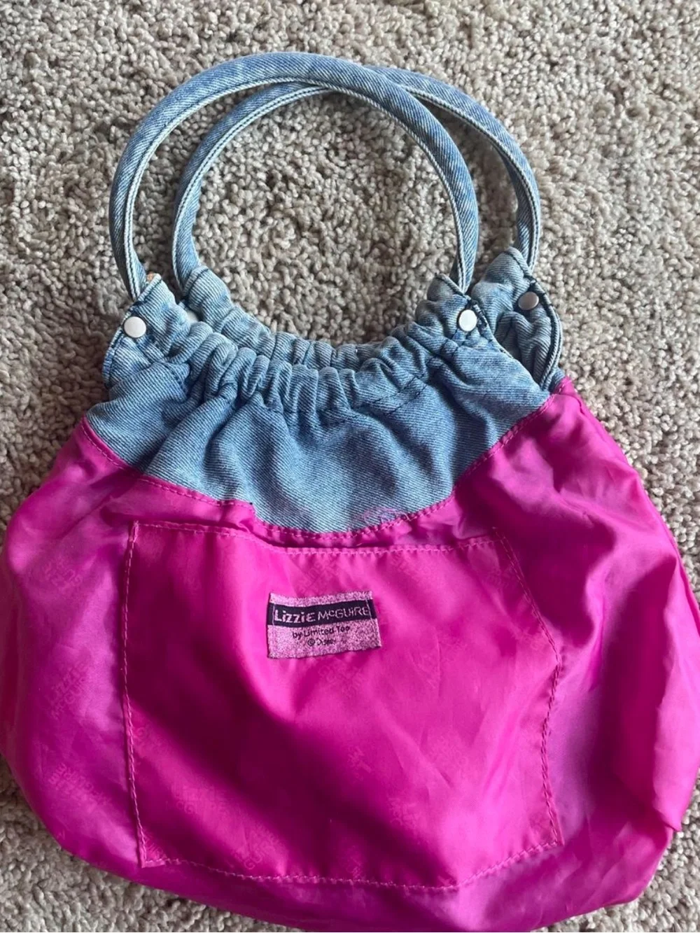 Disney Lizzie McGuire Light Blue Denim Butterfly Ring-Handle Hobo Bag
